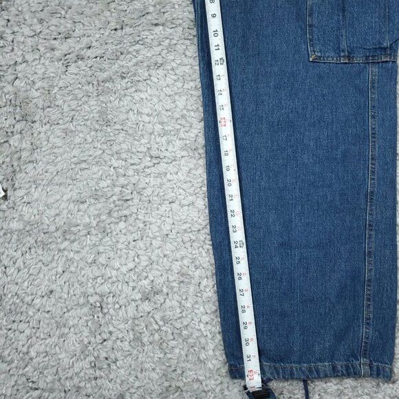 Levi's 94 Baggy Cargo Wide Leg Jeans Dark Wash Blue Y2K Size 33x32 Loose 90s - Picture 9 of 12